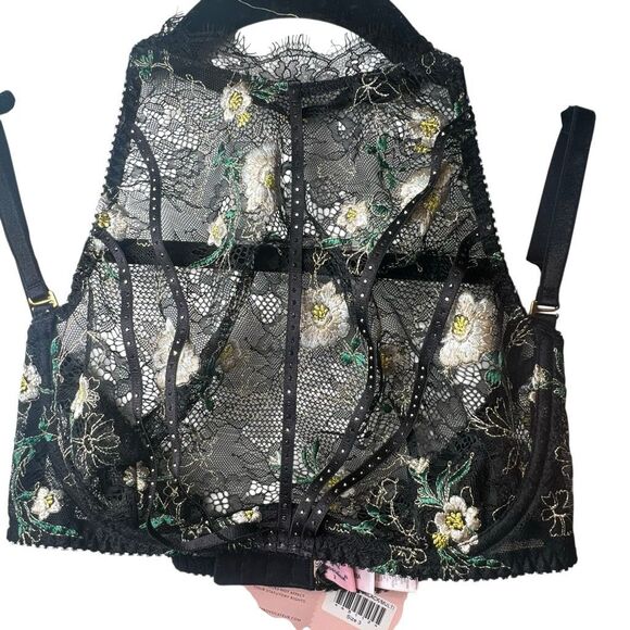 NWT Agent Provocateur Athena High Neck Lace Bra Top Black Multi Size 3 - Picture 8 of 16